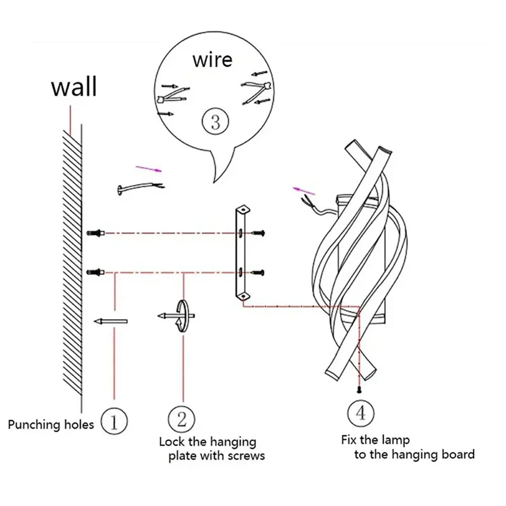 Modern Led Wall Light Energy Saving Artistic Lamp Cool White Lighting Fixture Minimalist Mounted Black Metal Sconce Simple Decor