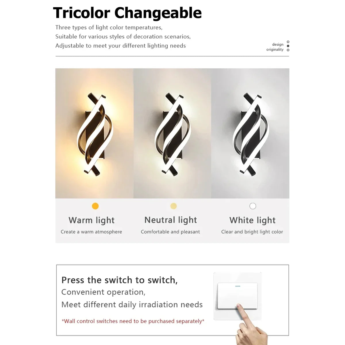 Modern Led Wall Light Energy Saving Artistic Lamp Cool White Lighting Fixture Minimalist Mounted Black Metal Sconce Simple Decor