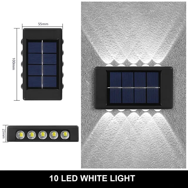6/8/10/12 LED Solar Powered Wall Lamp Outdoor Waterproof Light UP and Down Illuminating Garden Yard Decoration Outside Sunlights
