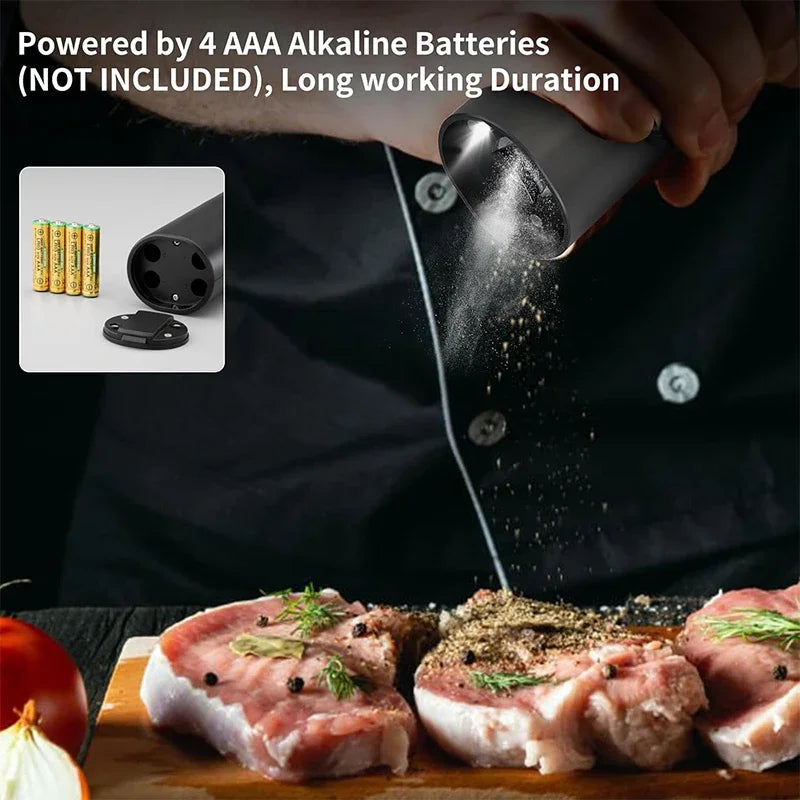 Electric Salt and Pepper Grinder Set Battery Powered Mill Adjustable 5 Levels of Coarseness Salt and Pepper Grinder with Base