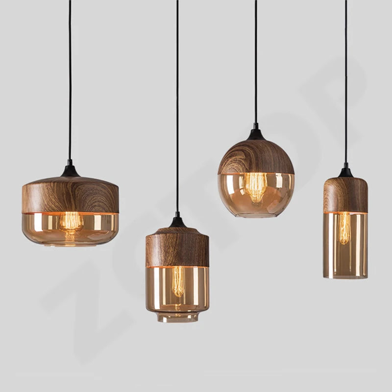 Industrial Retro LED Pendant Light Home Indoor Decoration Hanging Lamp Dining Room Restaurant Kitchen Glass Bedside Light E27