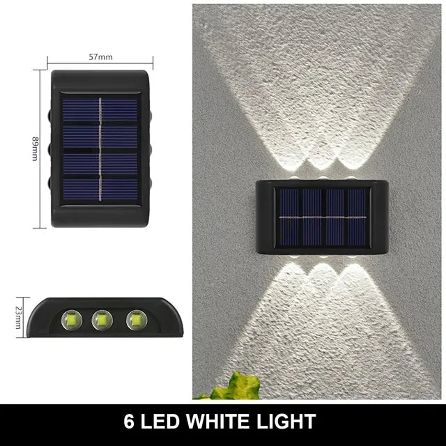 6/8/10/12 LED Solar Powered Wall Lamp Outdoor Waterproof Light UP and Down Illuminating Garden Yard Decoration Outside Sunlights