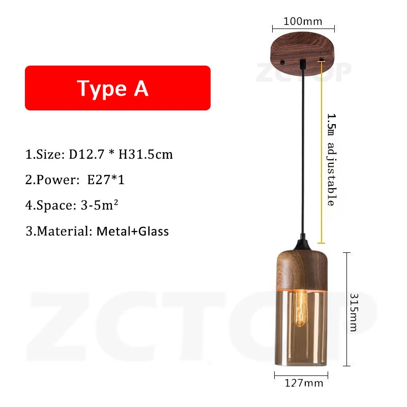 Industrial Retro LED Pendant Light Home Indoor Decoration Hanging Lamp Dining Room Restaurant Kitchen Glass Bedside Light E27