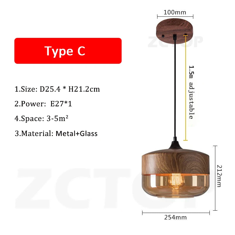 Industrial Retro LED Pendant Light Home Indoor Decoration Hanging Lamp Dining Room Restaurant Kitchen Glass Bedside Light E27