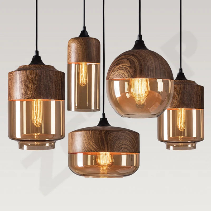 Industrial Retro LED Pendant Light Home Indoor Decoration Hanging Lamp Dining Room Restaurant Kitchen Glass Bedside Light E27