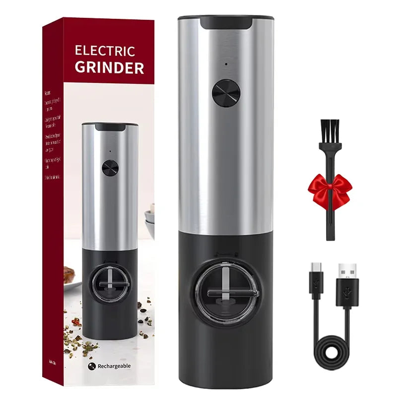 Electric Salt and Pepper Grinder Set With Led Light USB Rechargeable Automatic Spices Grinder Adjustable Spice Mill Kitchen Tool