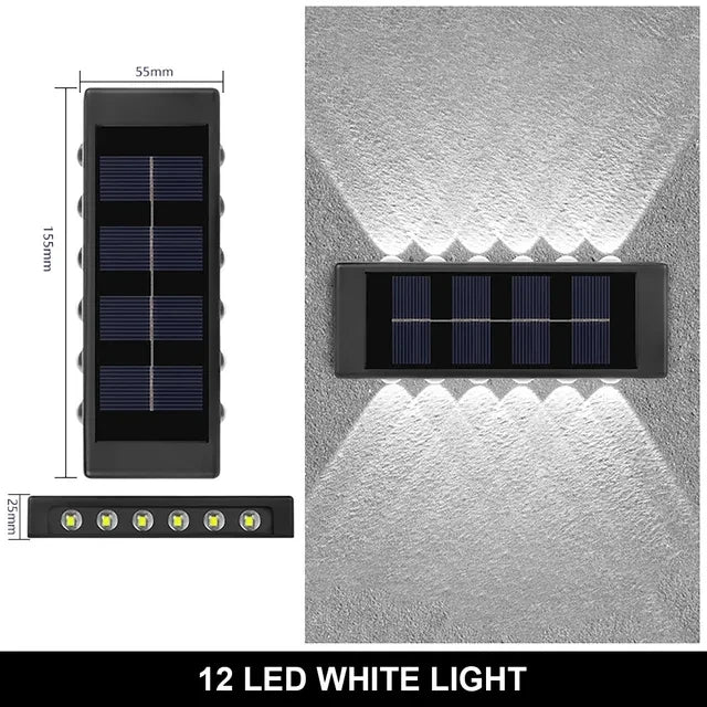 6/8/10/12 LED Solar Powered Wall Lamp Outdoor Waterproof Light UP and Down Illuminating Garden Yard Decoration Outside Sunlights