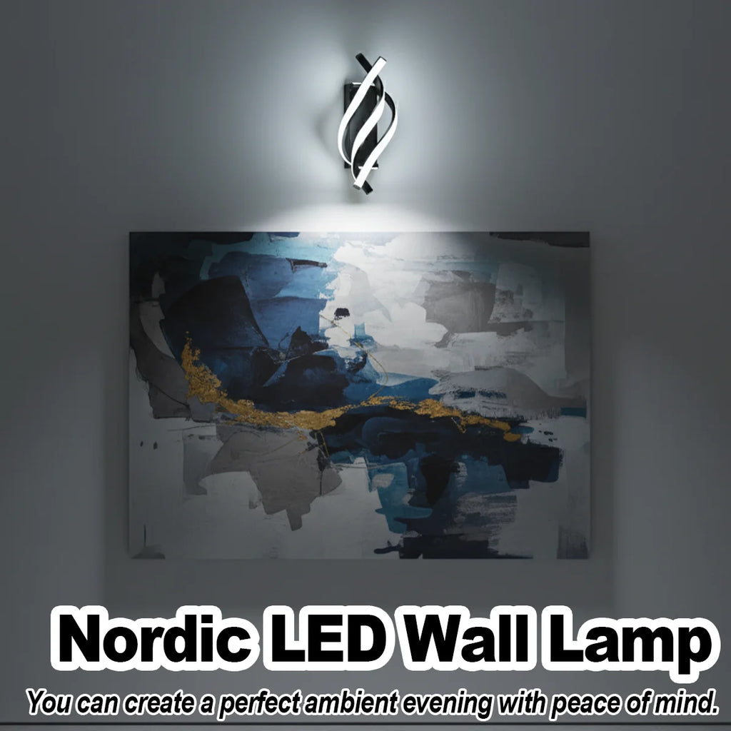 Modern Led Wall Light Energy Saving Artistic Lamp Cool White Lighting Fixture Minimalist Mounted Black Metal Sconce Simple Decor