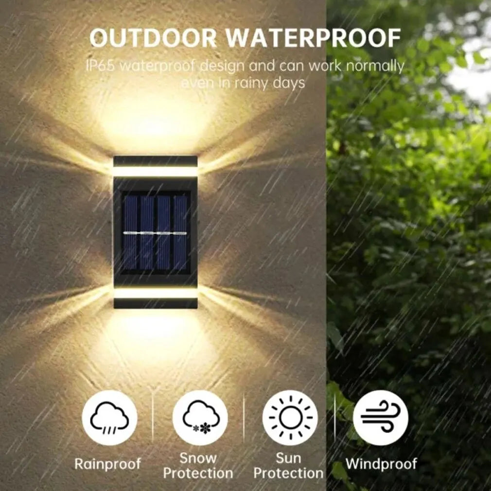 6/8/10/12 LED Solar Powered Wall Lamp Outdoor Waterproof Light UP and Down Illuminating Garden Yard Decoration Outside Sunlights