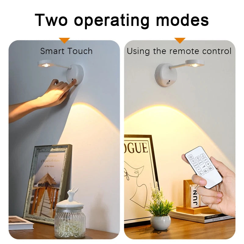 LED Wall Lamp USB Charging Wirelessly Dimmable Motion Sensor Living Room Bedroom Bedside Decoration Spotlights Night Wall Light