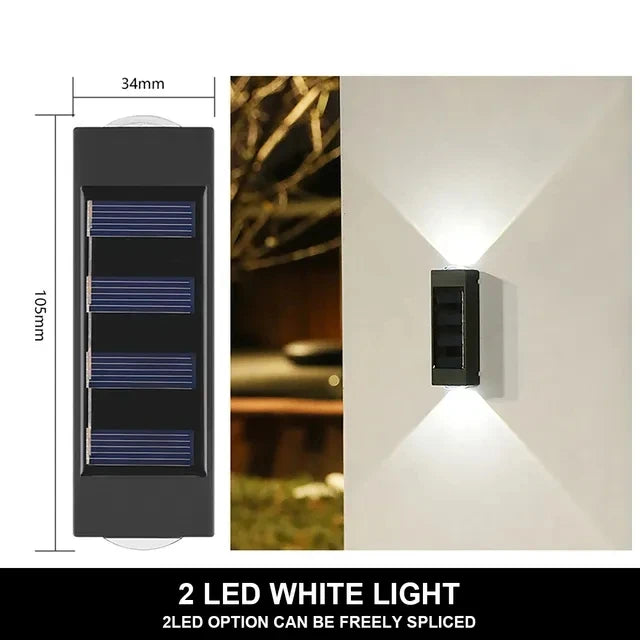6/8/10/12 LED Solar Powered Wall Lamp Outdoor Waterproof Light UP and Down Illuminating Garden Yard Decoration Outside Sunlights