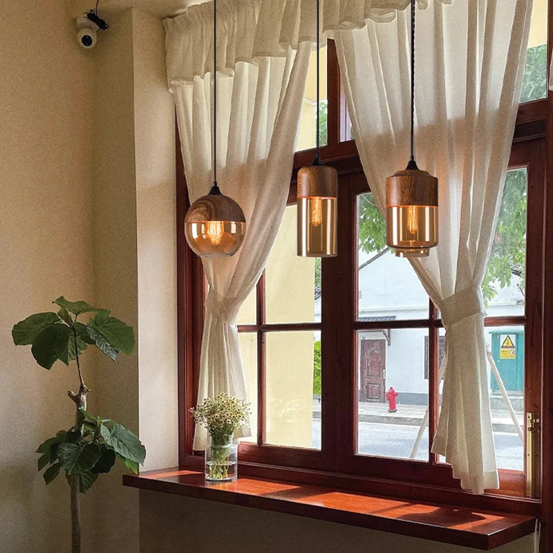 Industrial Retro LED Pendant Light Home Indoor Decoration Hanging Lamp Dining Room Restaurant Kitchen Glass Bedside Light E27