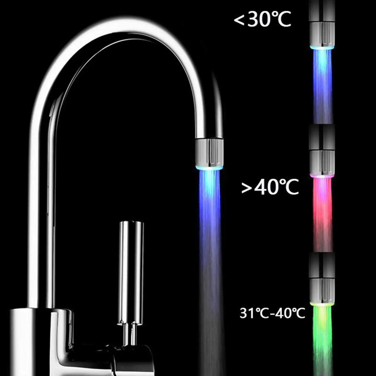 LED Color Changing Faucet For Bathroom Kitchen Taps Water Pressure Powered Automatic 7 Color Light Shower Accessories