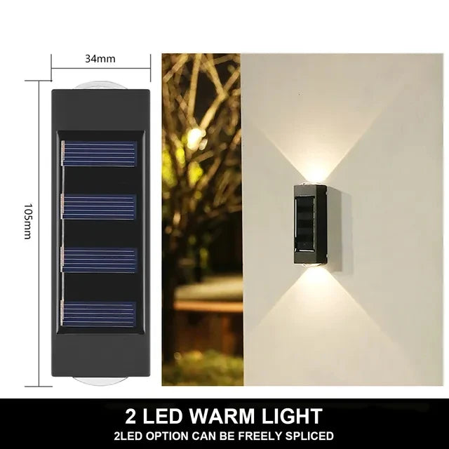 6/8/10/12 LED Solar Powered Wall Lamp Outdoor Waterproof Light UP and Down Illuminating Garden Yard Decoration Outside Sunlights