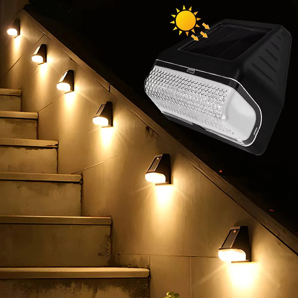 Home LED Solar Wall Lamp Road Light Induction Outdoor IP65 Rainproof Courtyard Garden Decoration Staircase Night Lighting Bright