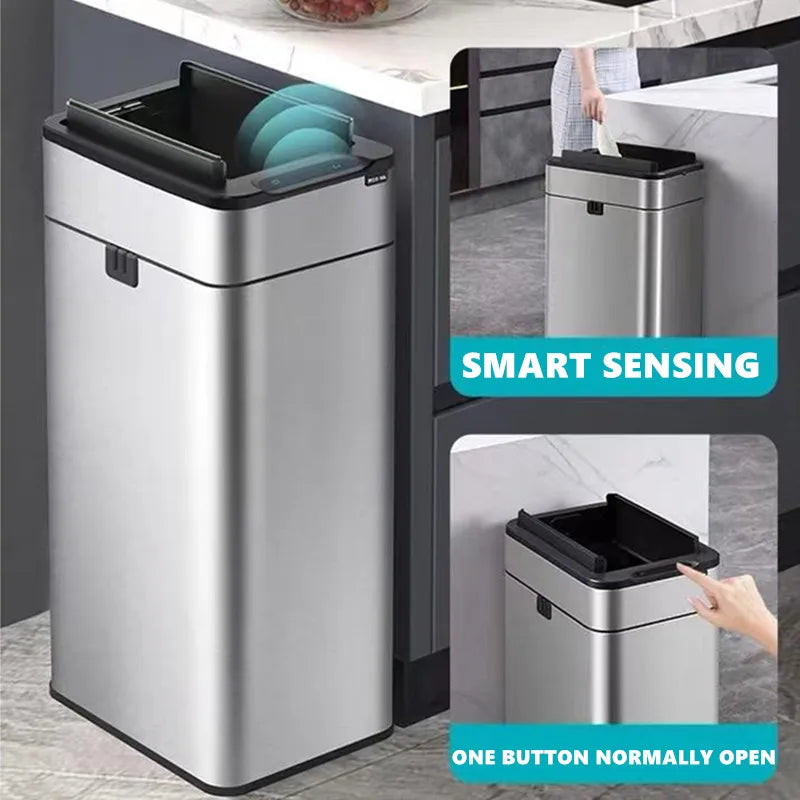 Smart Trash Can 20 liters Large Capacity Wastebasket Stainless Steel Kitchen Garbage Bin 15 liters Automatic Sensor Trash Bin