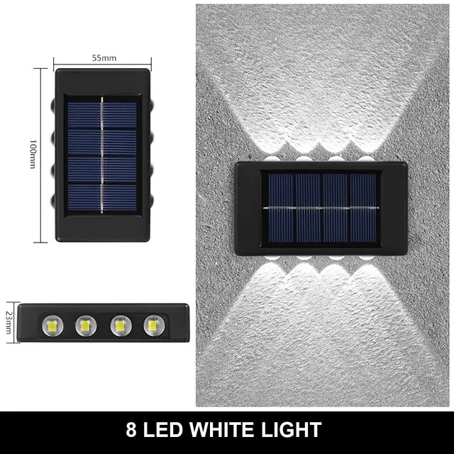 6/8/10/12 LED Solar Powered Wall Lamp Outdoor Waterproof Light UP and Down Illuminating Garden Yard Decoration Outside Sunlights