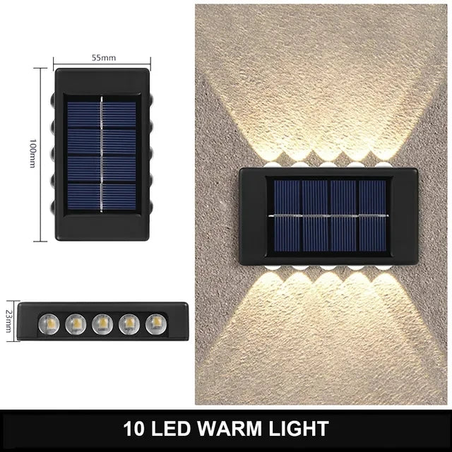 6/8/10/12 LED Solar Powered Wall Lamp Outdoor Waterproof Light UP and Down Illuminating Garden Yard Decoration Outside Sunlights