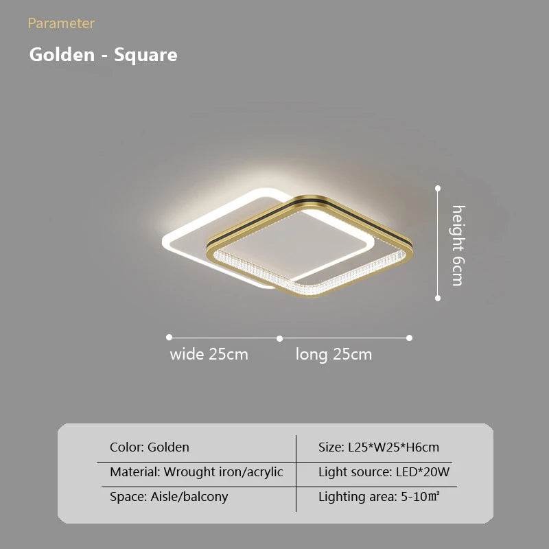 Modern LED Ceiling Light For Home Entrance Indoor Ceiling Lighting Fixtures with Crystal Lampshade Lights Round Square Luminaria