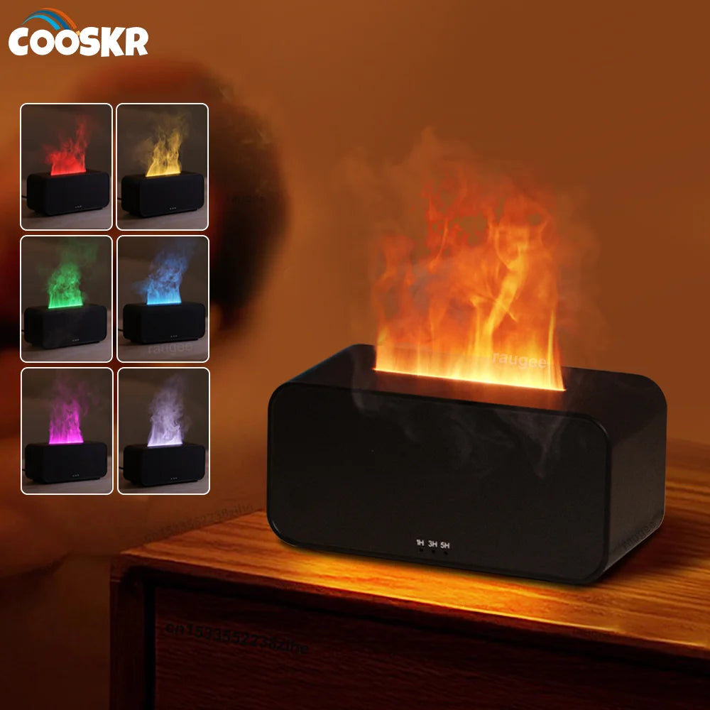 Air Humidifier Aroma Essential Oil Diffuser Mini Flame Home Humidifier Aromatherapy Fragrance Diffuser with Night Light for Room