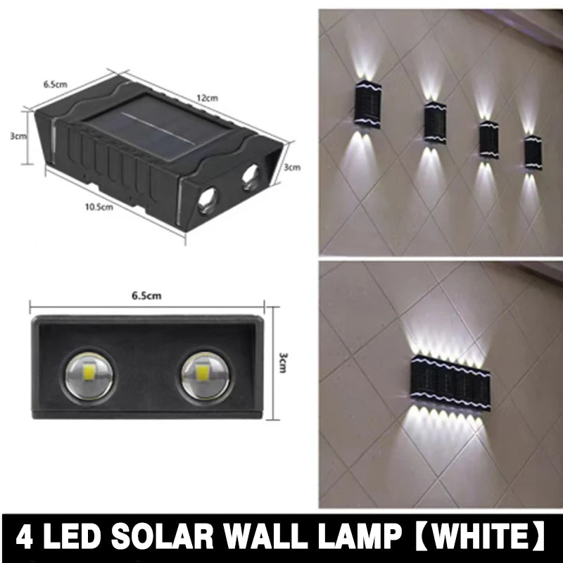 6/8/10/12 LED Solar Powered Wall Lamp Outdoor Waterproof Light UP and Down Illuminating Garden Yard Decoration Outside Sunlights