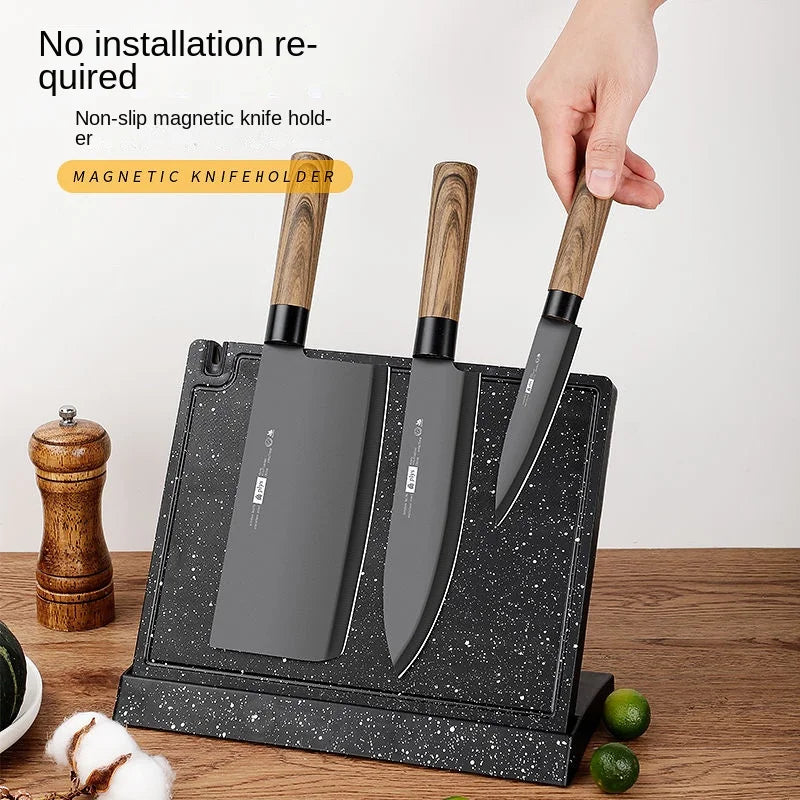 Magnetic knife holder Perforation-free kitchen knife storage rack Multi-functional standing strong magnetic knife holder
