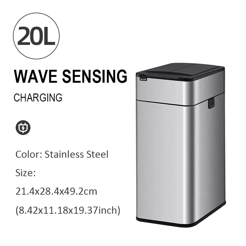 Smart Trash Can 20 liters Large Capacity Wastebasket Stainless Steel Kitchen Garbage Bin 15 liters Automatic Sensor Trash Bin