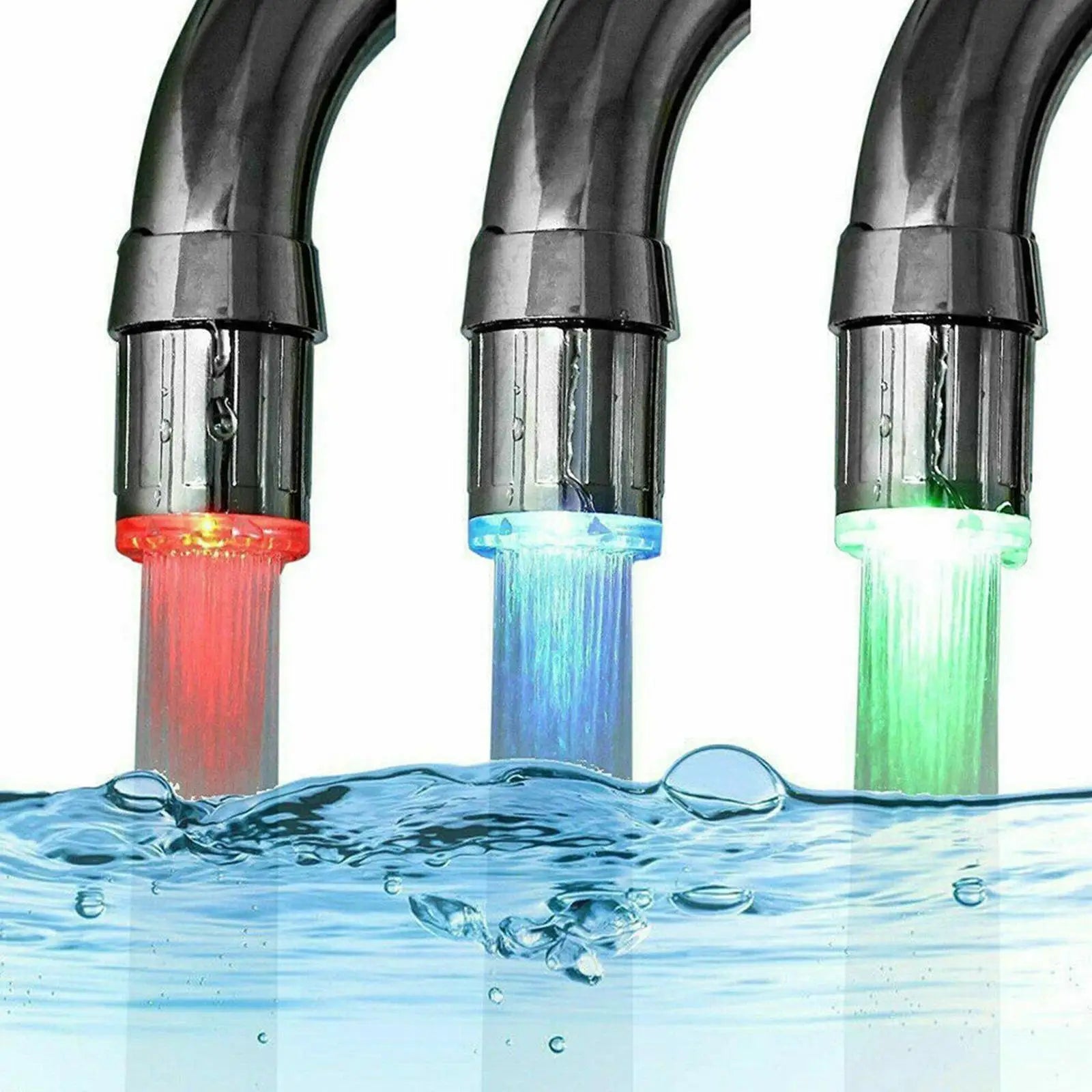 LED Color Changing Faucet For Bathroom Kitchen Taps Water Pressure Powered Automatic 7 Color Light Shower Accessories
