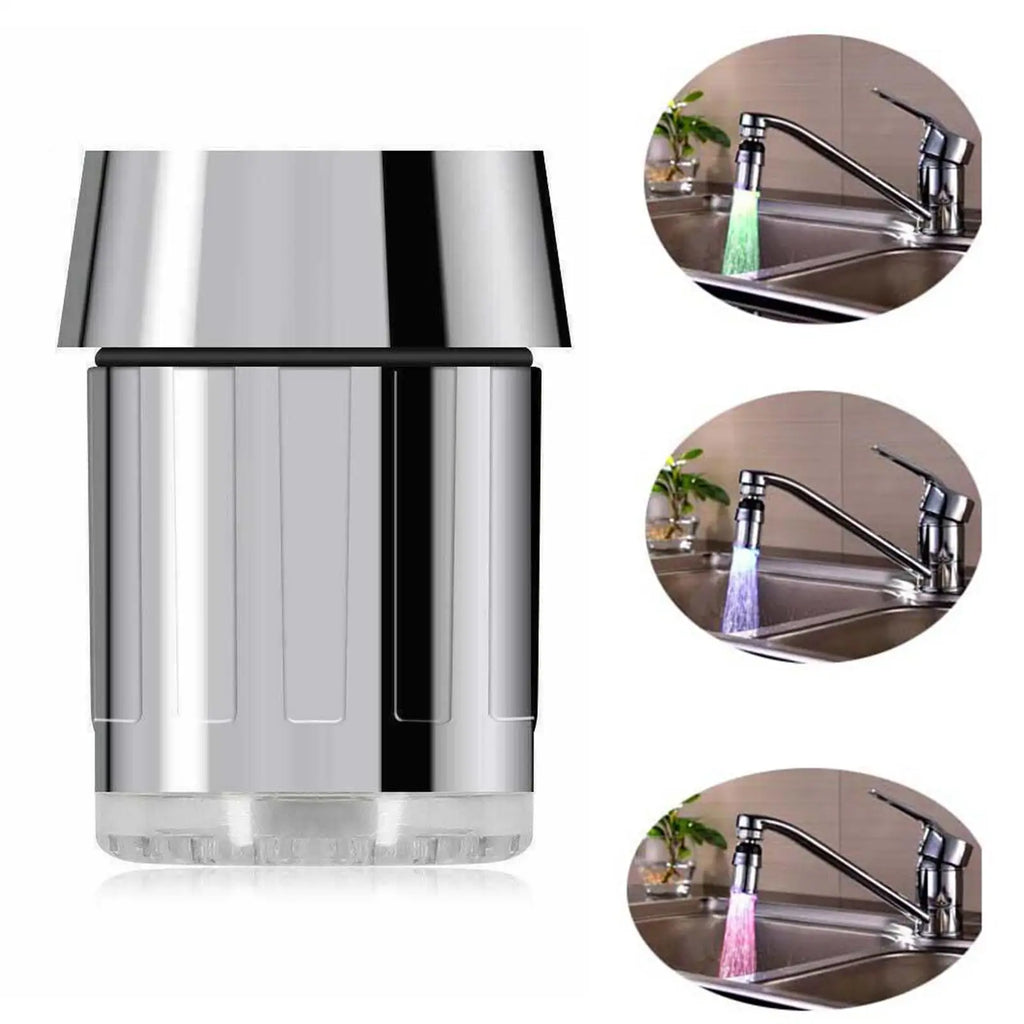 LED Color Changing Faucet For Bathroom Kitchen Taps Water Pressure Powered Automatic 7 Color Light Show No Battery Needed Tools