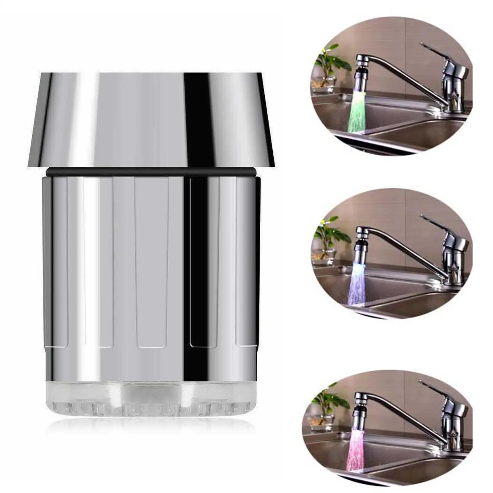 LED Color Changing Faucet For Bathroom Kitchen Taps Water Pressure Powered Automatic 7 Color Light Show No Battery Needed Tools