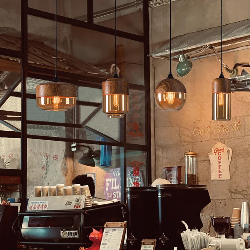 Industrial Retro LED Pendant Light Home Indoor Decoration Hanging Lamp Dining Room Restaurant Kitchen Glass Bedside Light E27